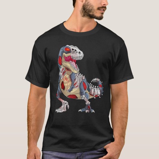 Zombie Saurus Halloween Zombie Skelet Dinosaurus T-shirt (Voorkant)