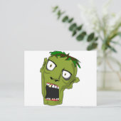 Zombie Scary Dead Halloween Face Cartoon Briefkaart (Staand voorkant)