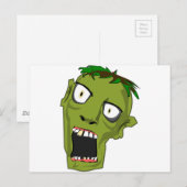 Zombie Scary Dead Halloween Face Cartoon Briefkaart (Voorkant / Achterkant)