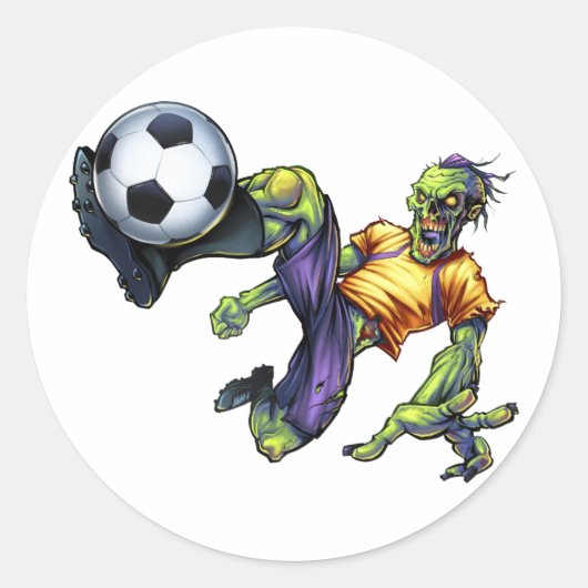 Zombie Scary Halloween Soccer Player aanpassen Ronde Sticker (Voorkant)