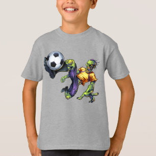Zombie Scary Halloween Soccer Player Boy's T-shirt
