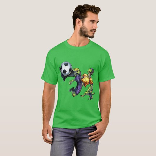 Zombie Scary Halloween Soccer Player Mannen T-shirt (Voorkant volledig)
