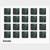 Zombie schedel enge tanden Halloween Vierkante Sticker (Vel)
