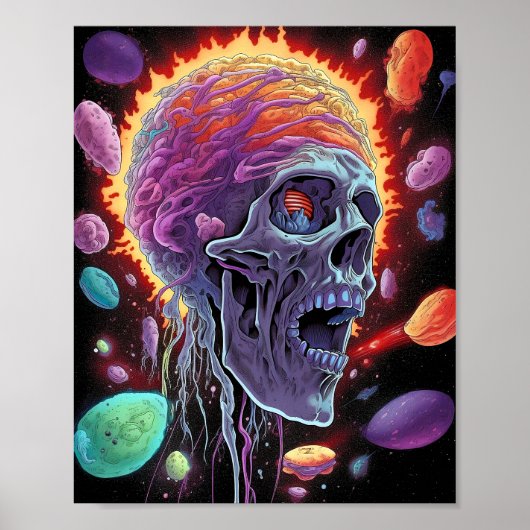 Zombie Schedel Wezen Sci-fi Horror Kunst Poster (Voorkant)