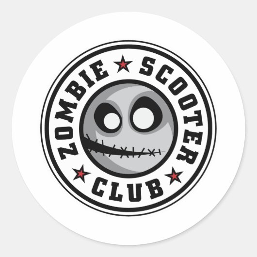 Zombie Scooter Club Ronde Sticker (Voorkant)