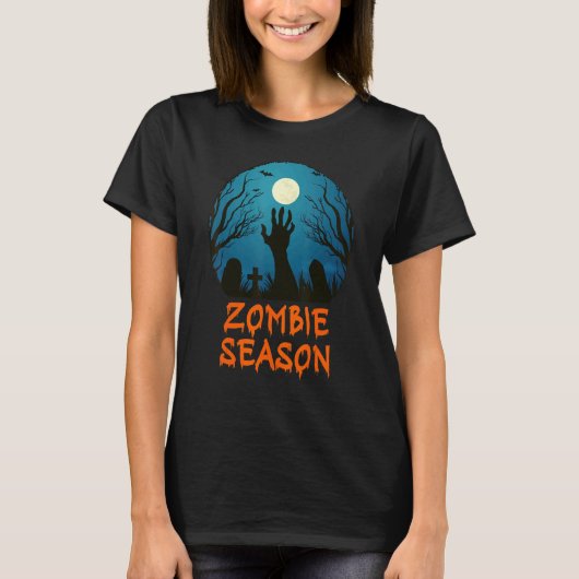 Zombie Season Moonlit Graveyard Scary Kinder Boys  T-shirt (Voorkant)
