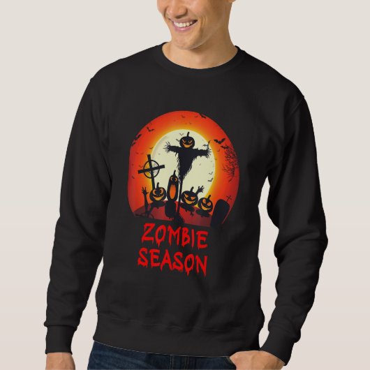 Zombie Season Moonlit Scary Graveyard Kids Boys Trui (Voorkant)