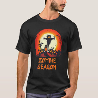 Zombie Season Moonlit Scary Graveyard Kinder Boys  T-shirt