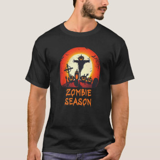 Zombie Season Moonlit Scary Graveyard Kinder Boys  T-shirt