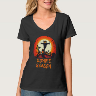 Zombie Season Moonlit Scary Graveyard Kinder Boys  T-shirt