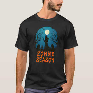 Zombie Seizoen Maanverlicht Kerkhof Enge Kinderen T-shirt