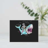 Zombie Shark Funny Halloween Gift Feestdagenkaart (Staand voorkant)
