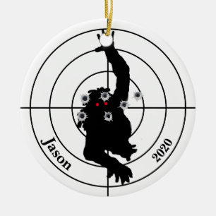 Zombie Shooting Target Pistool Shooter Kerstmis Keramisch Ornament