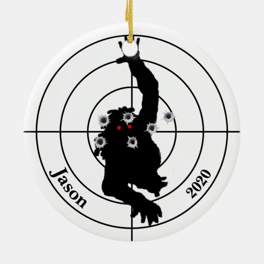 Zombie Shooting Target Pistool Shooter Kerstmis Keramisch Ornament (Achterkant)
