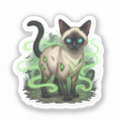 Zombie Siamese – griezelige Siamese kat Halloween Sticker (Voorkant)