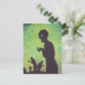 Zombie Silhouette Green dark art horror briefkaart (Staand voorkant)