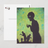 Zombie Silhouette Green dark art horror briefkaart (Voorkant / Achterkant)