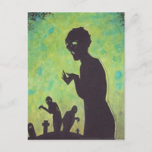 Zombie Silhouette Green dark art horror briefkaart (Voorkant)