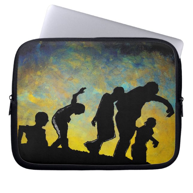 Zombie Silhouette hoesje laptop met horror-kunst Laptop Sleeve (Voorkant)