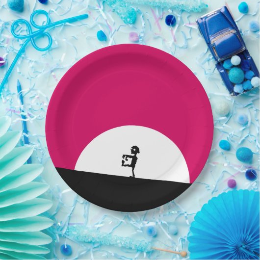 Zombie Silhouette met Full Moon Papieren Bordje (Feest)