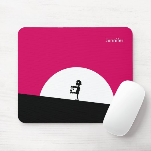 Zombie Silhouette met Full Moon Persoonlijk Muismat (Met muis)