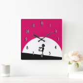 Zombie Silhouette met Full Moon Vierkante Klok (Huis)