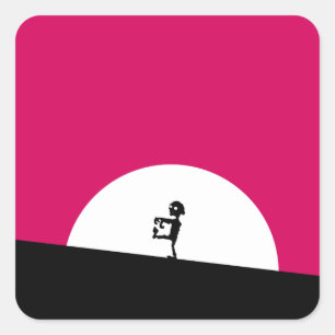 Zombie Silhouette met Full Moon Vierkante Sticker