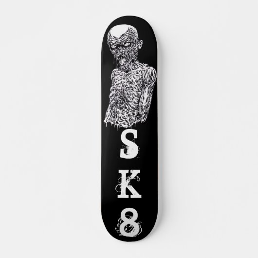Zombie SK8 Zwarte en witte kunst Persoonlijk Skateboard (Voorkant)