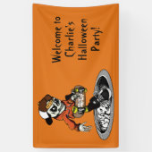 Zombie Skater aangepaste tekst & kleurenbanner Spandoek (Verticaal)