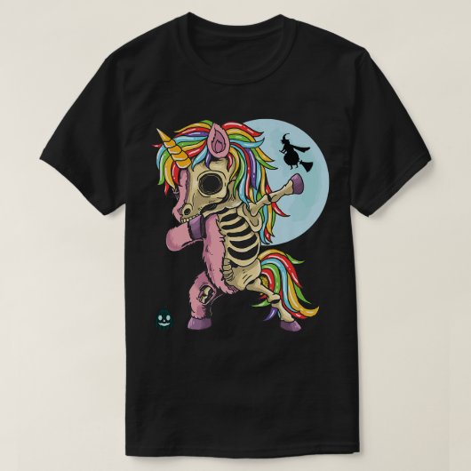 Zombie Skeleton Dabbing Unicorn Halloween T-shirt (Design voorkant)