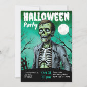 Zombie Skeleton Halloween Party Invite Adults Kaart (Voorkant)
