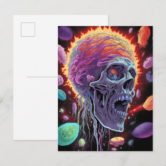 Zombie Skull Creature Sci-fi Horror Art Briefkaart (Voorkant / Achterkant)