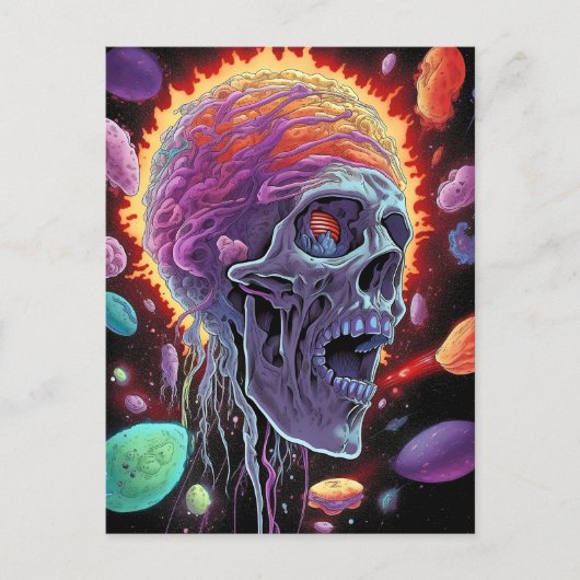 Zombie Skull Creature Sci-fi Horror Art Briefkaart (Voorkant)