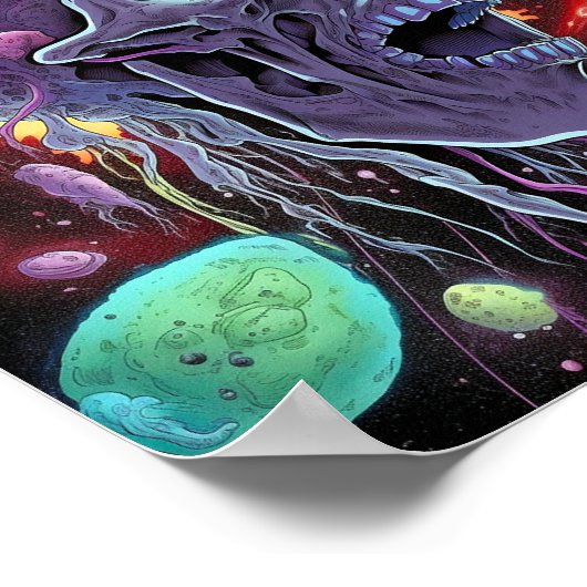 Zombie Skull Creature Sci-fi Horror Art Poster (Hoek)