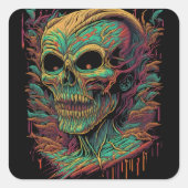 Zombie Skull Halloween Vierkante Sticker (Voorkant)