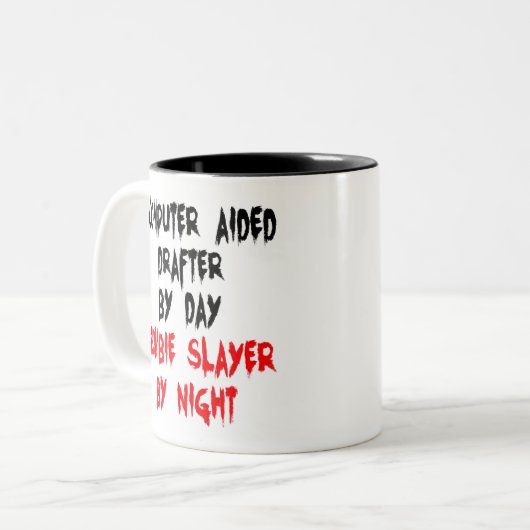 Zombie Slayer Computer Aided Drafter Tweekleurige Koffiemok (Voorkant links)