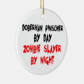 Zombie Slayer Doberman Pinscher Keramisch Ornament (Rechts)