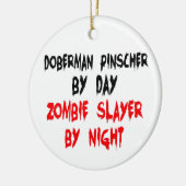 Zombie Slayer Doberman Pinscher Keramisch Ornament (Links)