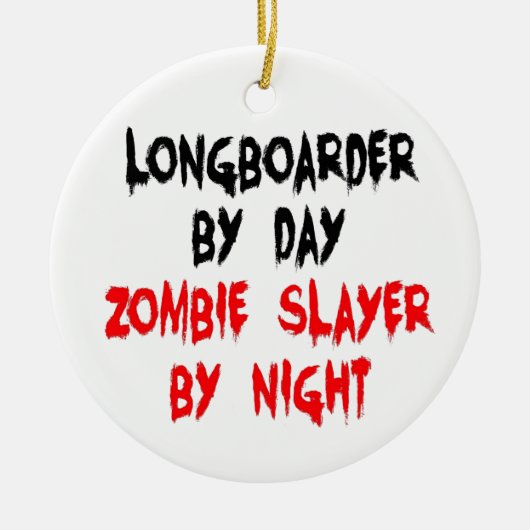 Zombie Slayer Longboarder Keramisch Ornament (Voorkant)