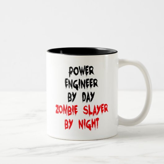 Zombie Slayer Power Engineer Tweekleurige Koffiemok (Rechts)