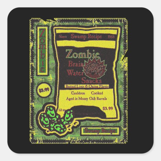 Zombie Snacks Vierkante Sticker (Voorkant)