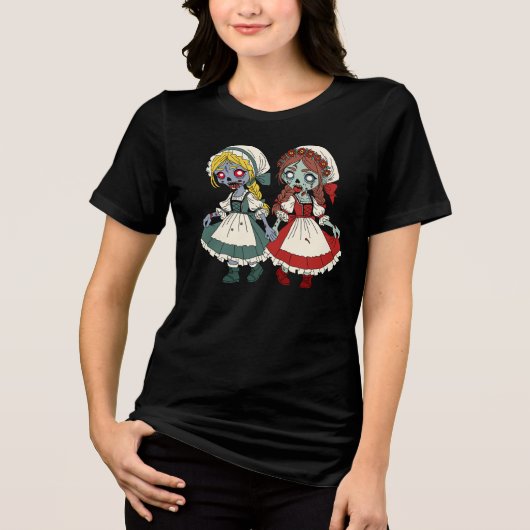 Zombie Sneeuwwitje en Rozerood Tri-Blend Shirt (Voorkant)