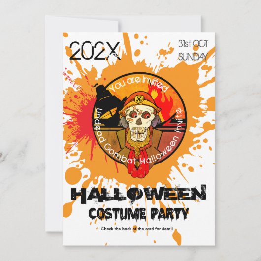 Zombie Soldaat Halloween Kostuumfeest Kaart (Voorkant)