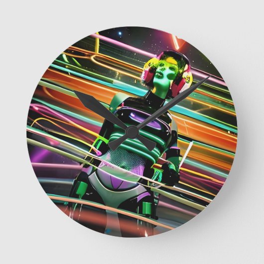 Zombie Space Disco Ronde Klok (Voorkant)
