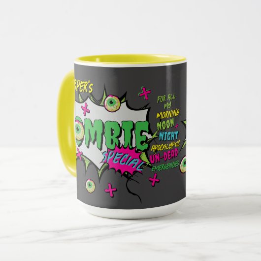 Zombie Special Ghoulishly Fun Gepersonaliseerd Mok (Voorkant links)