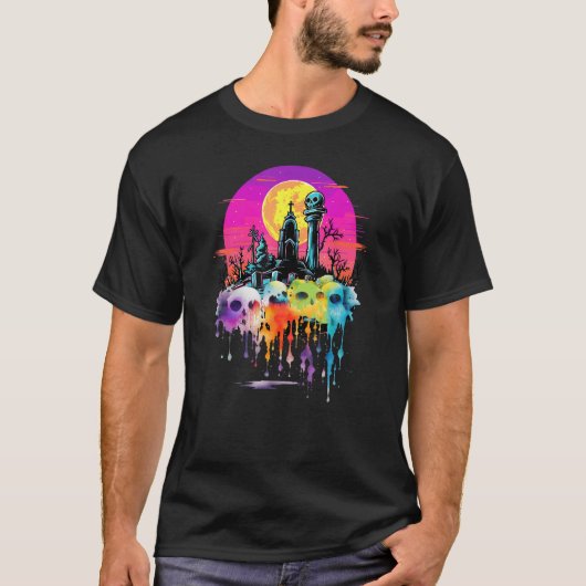 Zombie Spoken Skull Verschrikkelijke Begraafplaats T-shirt (Voorkant)