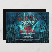 Zombie spookt Halloween kostuum party uitnodiginge Kaart (Voorkant / Achterkant)
