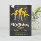 Zombie Spooky Gold Halloween party Uitnodiging (Staand voorkant)