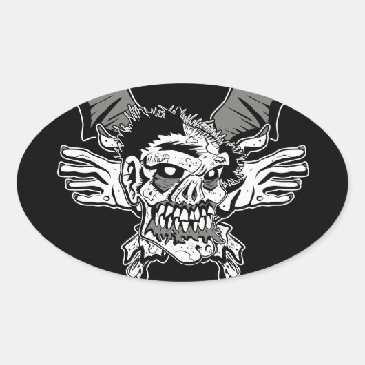 Zombie-Sticker Ovale Sticker (Voorkant)
