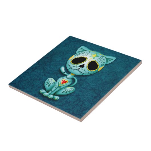 Zombie Sugar Kitten, blauw Tegeltje (Zijkant)